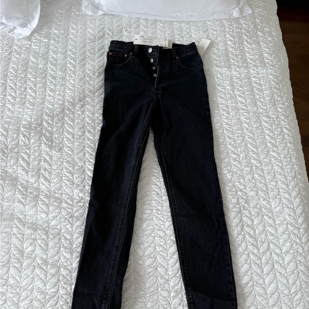 Denim Forum Women's Black Skinny Button-Fly Jeans